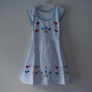 Mexican Girls Dress With Hand Embroidered.